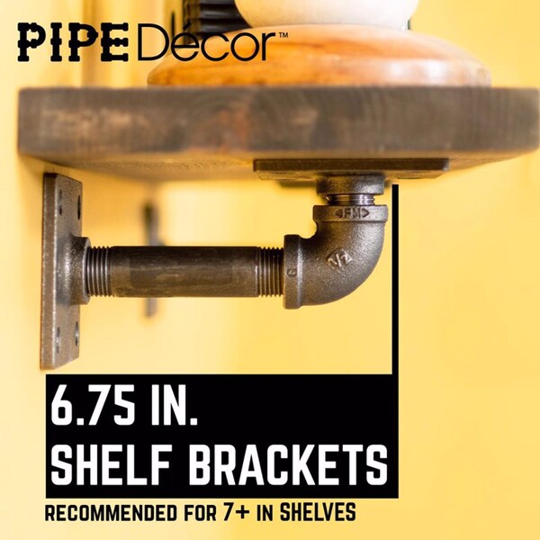 Black Steel Shelf Bracket 6 In. L